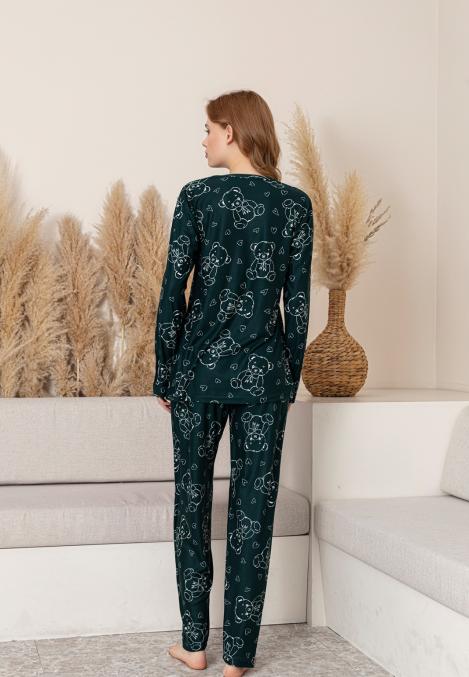 Pijama dama din Suet ,maneca lunga si pantalini lungi,En-gros